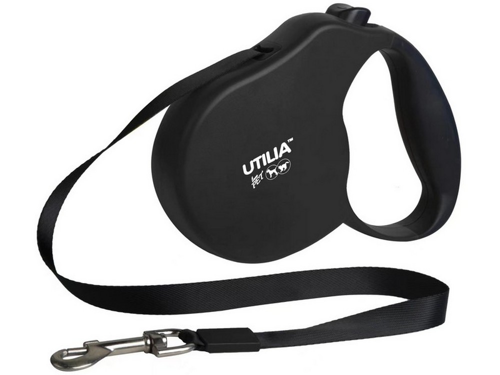 Utilia Pet GUINZAGLIO RETRATTILE A NASTRO  SMALL mt. 4 per cani fino a kg. 11 col. Nero