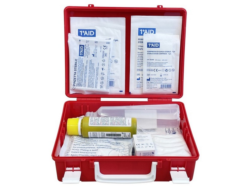 VALIGETTA PRONTO SOCCORSO IN POLIPROPILENE  cm. 25x9x19 h col. rosso - ALLEG.2