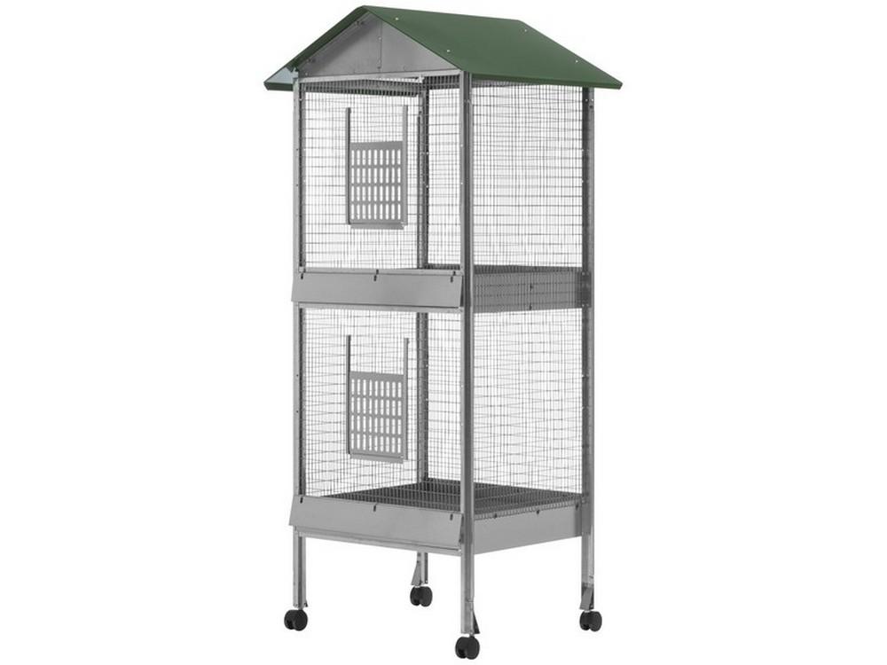 VOLIERA A CASETTA RETTANGOLARE A 2 PIANI cm. 60x50x170 h