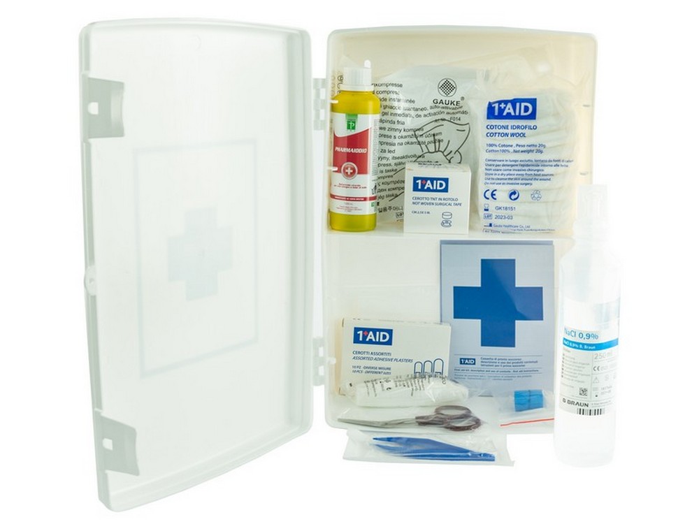 ARMADIETTO PENSILE PRONTO SOCCORSO IN POLIPROPILENE  cm. 24,5x13x35 h - ALLEG.2