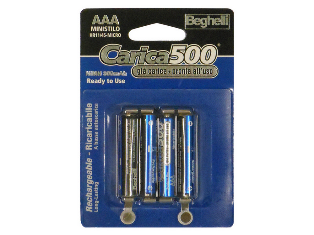 Beghelli PILA RICARICABILE CARICA 500 4 PZ. MINISTILO 1,2V-800 mAh.