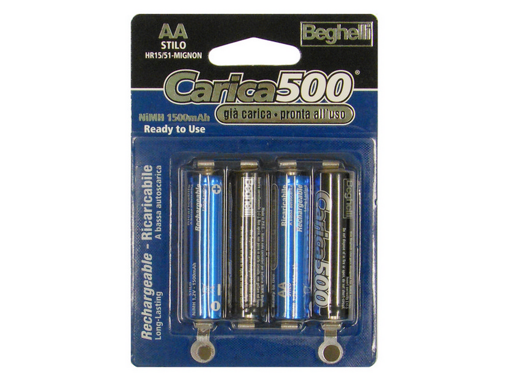 Beghelli PILA RICARICABILE CARICA 500 4 PZ. STILO 1,2V-1400 mAh
