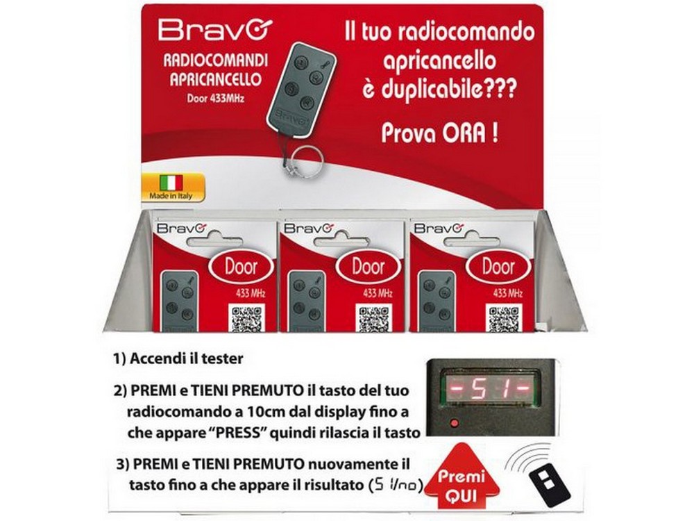 Bravo RADIOCOMANDO APRICANCELLO DOORX Codice fisso  Frequenza 433 MHz Display 22 pz.