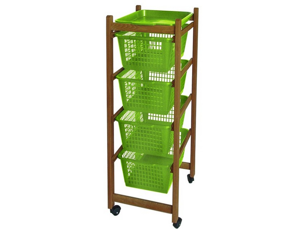 CARRELLO IN LEGNO CILIEGIO cm. 37x30x78 h