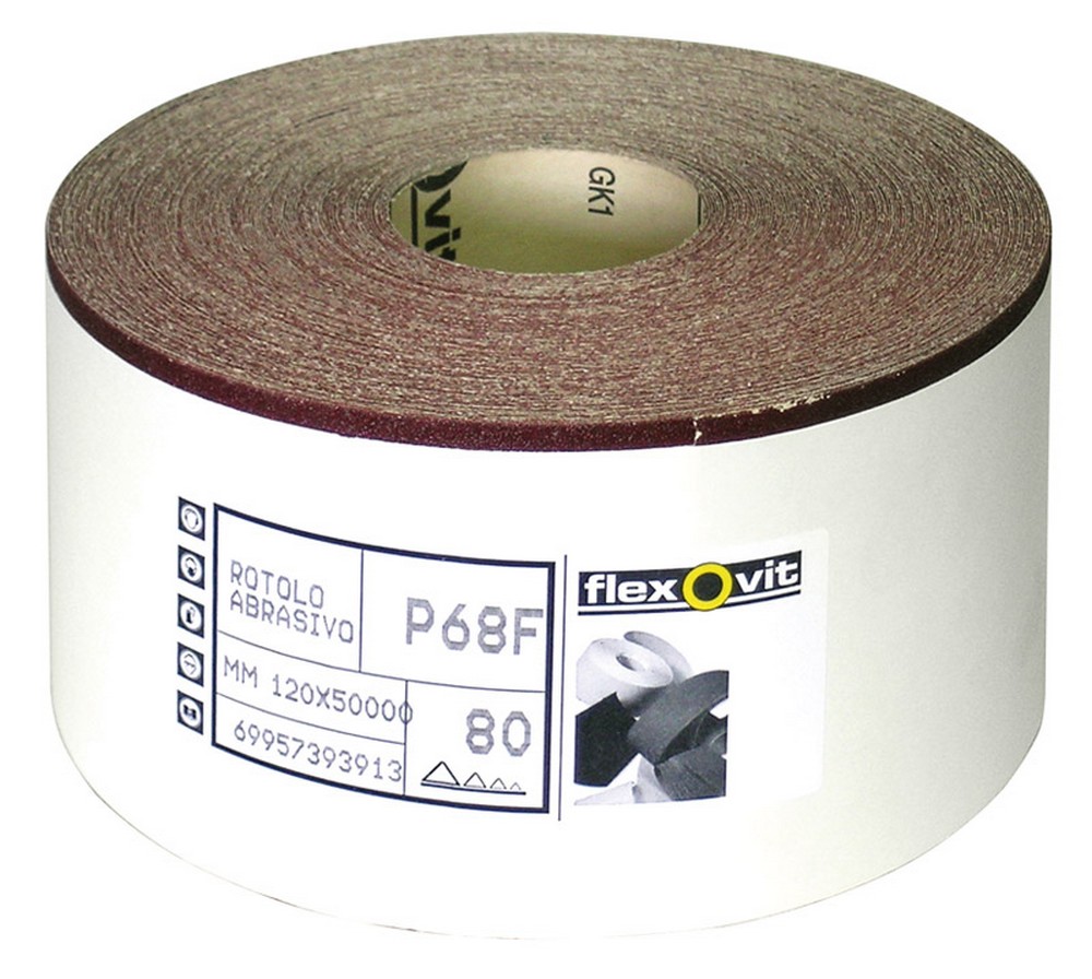 CARTA ABRASIVA FLEXOVIT P68F cm. 12 (h) x 50 mt. grana  60