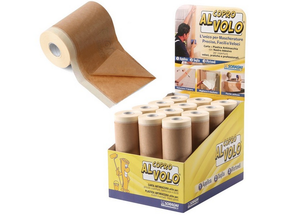 CARTA PER MASCHERATURA + NASTRO ADESIVO CM.18 X 20MT espositore 24 pezzi