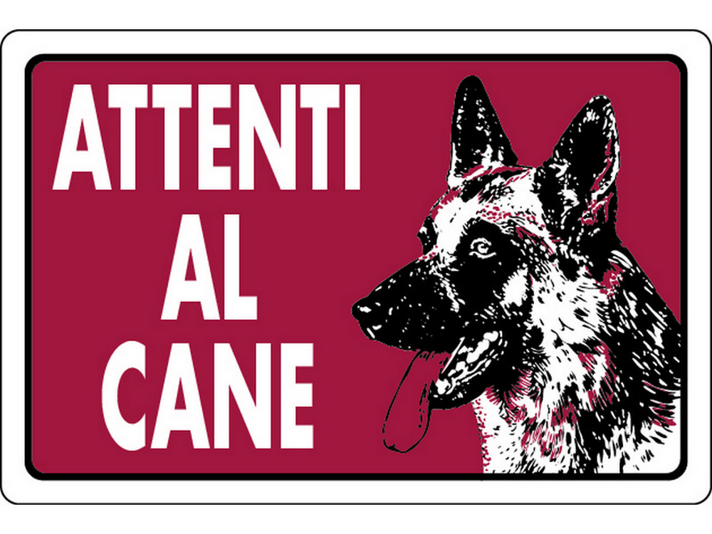 CARTELLO SEGNALETICO ATTENTI AL CANE  cm. 30x20