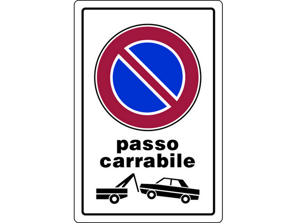 CARTELLO SEGNALETICO PASSO CARRABILE  cm. 20x30