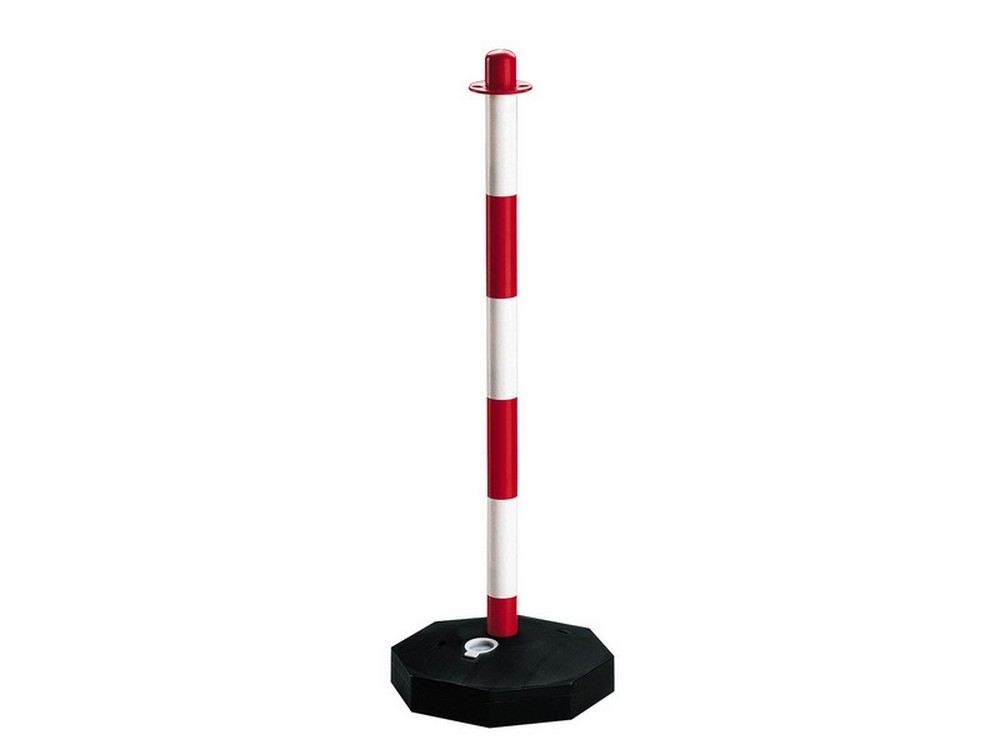 COLONNINA SEGNALETICA BIANCA/ROSSO CON BASE RIEMPIBILE  H. cm. 90