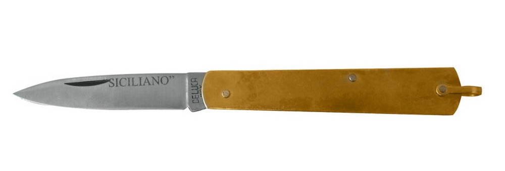 COLTELLO DA TASCA SFILATO MANICO IN OTTONE cm. 15
