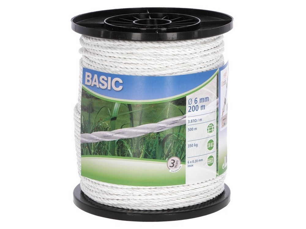 CORDA ELETTRIFICATA TONDO PER RECINTO BASIC BIANCO mt. 200 Ø mm. 6 fili 6