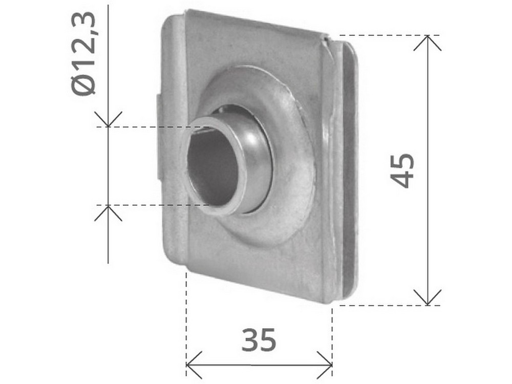 CUSCINETTO QUADRO mm. 45 foro rullino Ø mm. 12,3 
