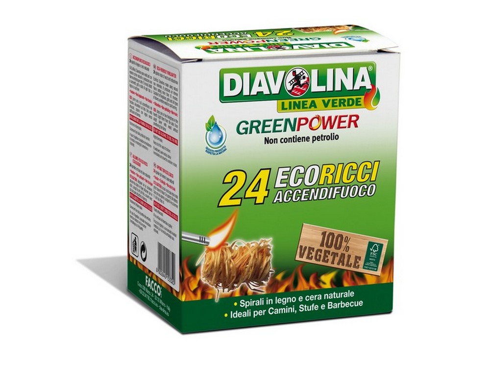 Diavolina ACCENDIFUOCO GREEN POWER ECO-RICCI 24 accensioni