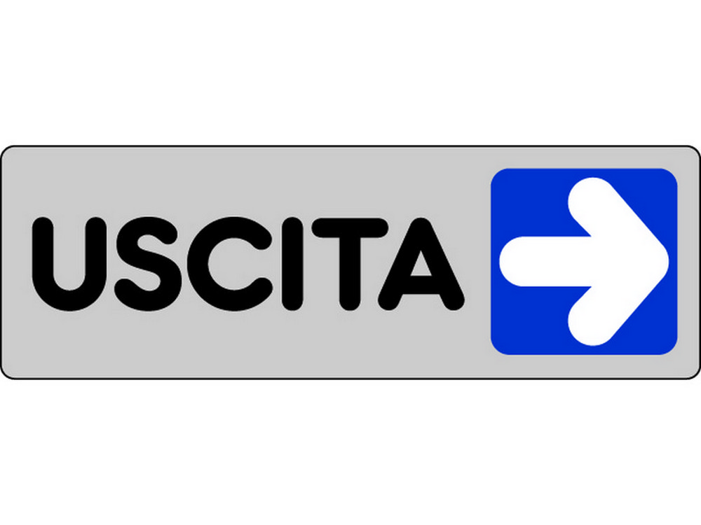 ETICHETTA SEGNALETICA ADESIVA USCITA A DESTRA 10 PZ.  cm. 15x5.