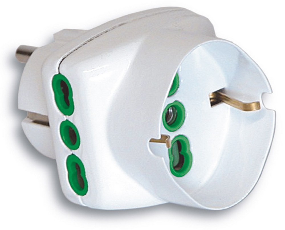 Fanton ADATTATORE TRIPLO 2P+T spina schuko/2 prese 10/16A+schuko