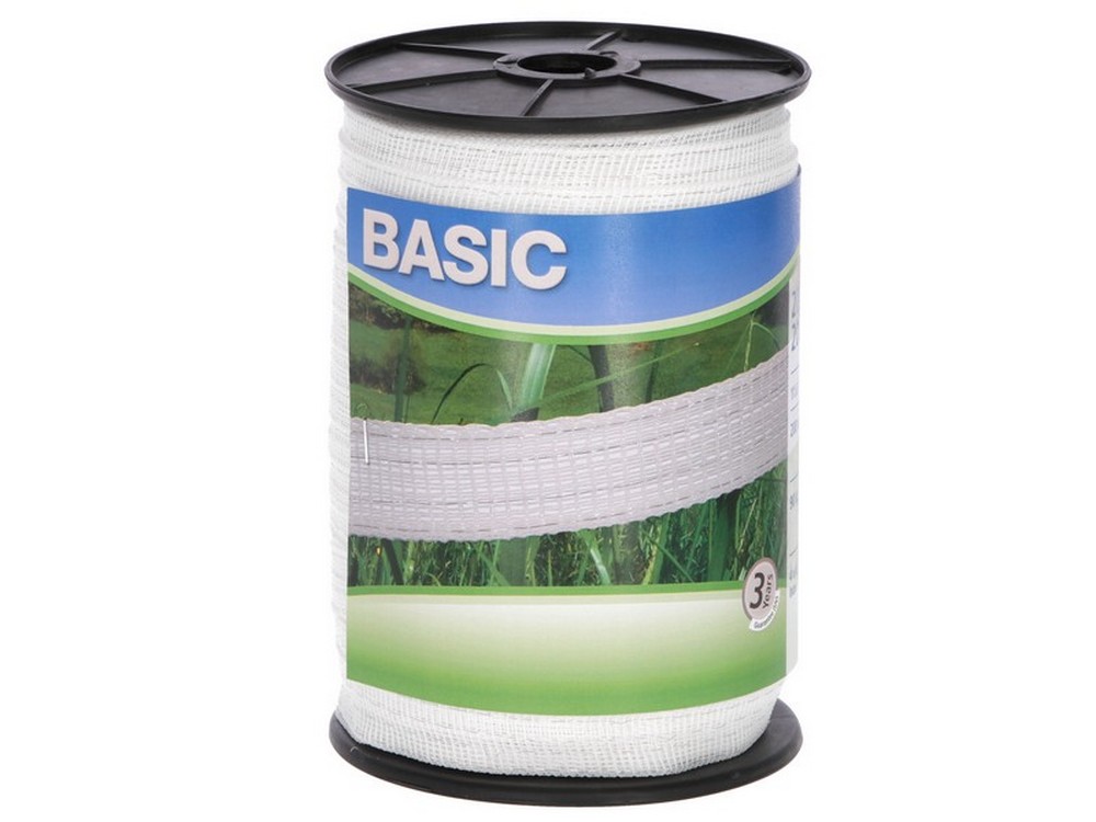 FETTUCCIA ELETTRIFICATA PER RECINTO BASIC  BIANCA mt. 200 h. cm.4 fili 8