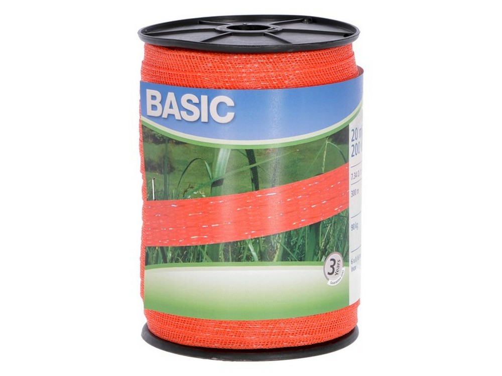 FETTUCCIA ELETTRIFICATA PER RECINTO BASIC ARANCIONE mt. 200 h. cm.2 fili 6