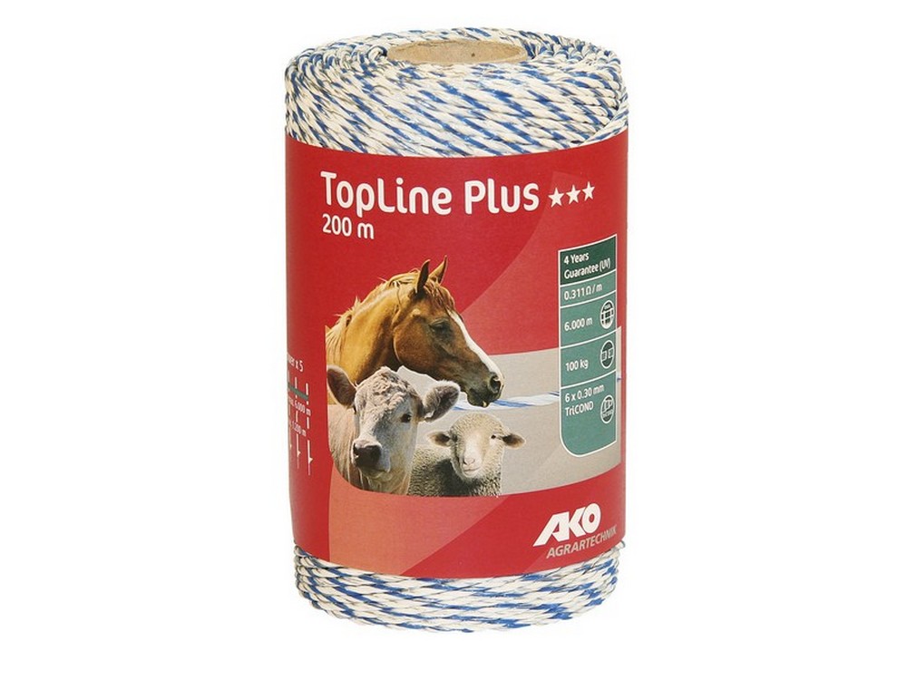 FILO ELETTRIFICATO TONDO PER RECINTO TOPLINE PLUS BIANCO/BLU mt. 200 fili 6