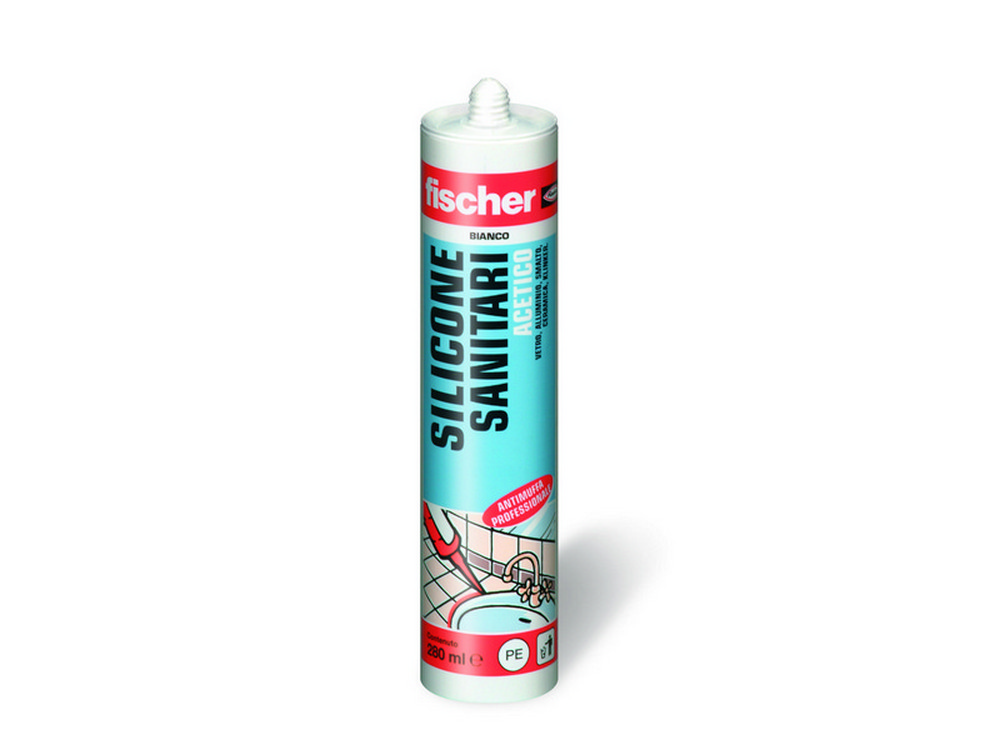Fischer SILICONE ACETICO PER SANITARI  ml. 280 - Bianco