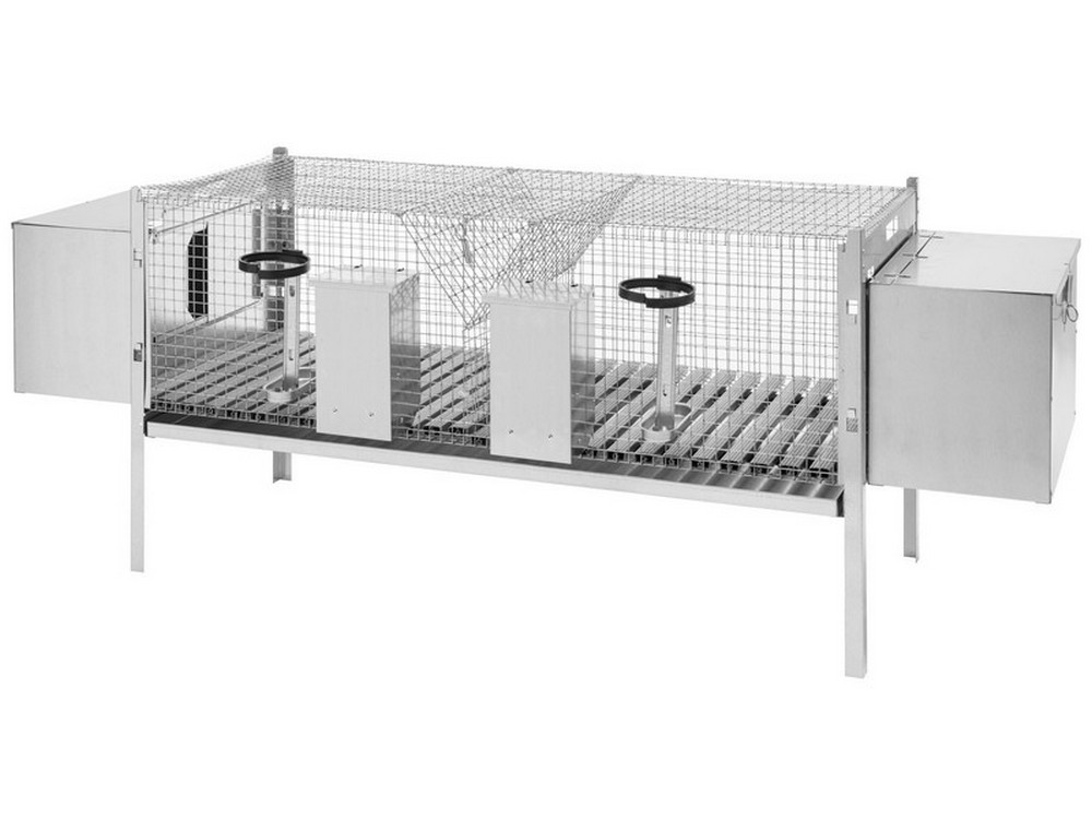 GABBIA DOPPIA PER CONIGLI CON FONDO IN PLASTICA cm. 120x50x65 h