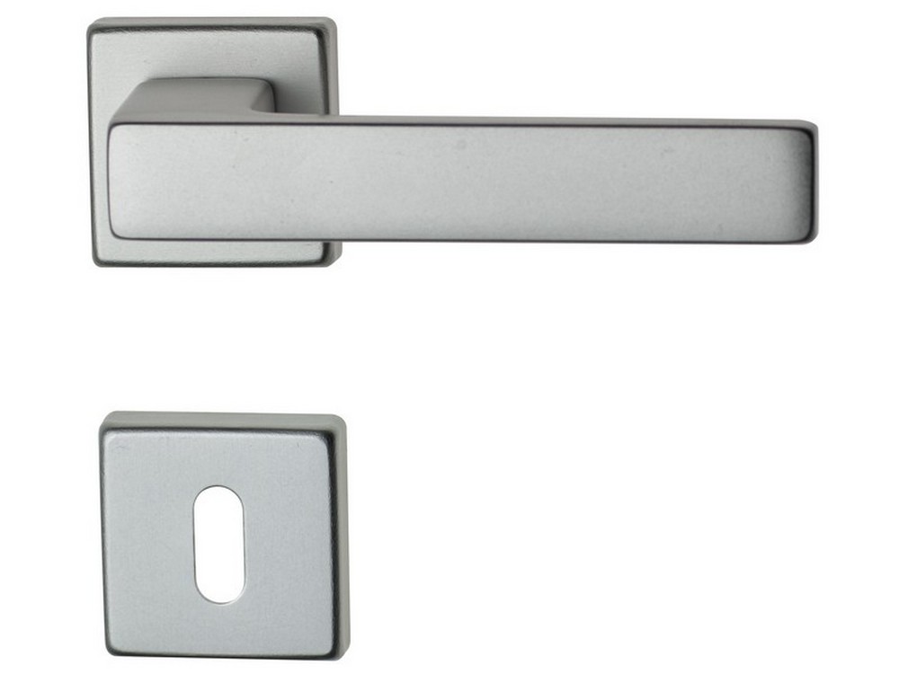 Ghidini MANIGLIA CARLO CON ROSETTA PATENT Alluminio Anodizzato Argento