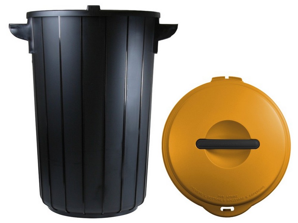 Giò Style PATTUMIERA ECO SOLUTION Lt. 35 - cm. 42,5x37,5x54 h col. Nero/Giallo