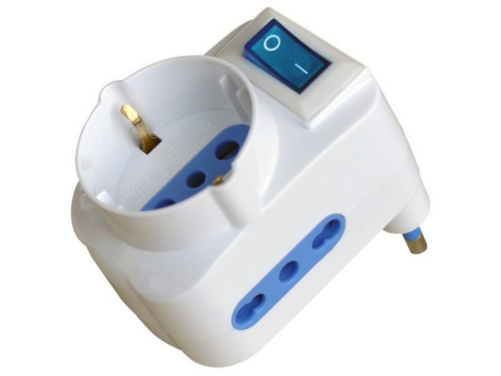 Globex ADATTATORE TRIPLO IN BLISTER 2P+T spina 16A/2 prese 10-16A+schuko con interruttore