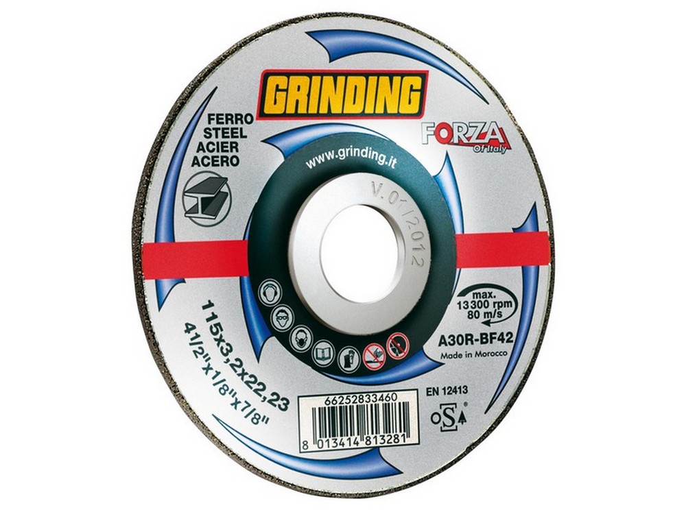 Grinding DISCO ABRASIVO CENTRO DEPRESSO FORZA per ferro Ø mm. 230x3,2x22,23