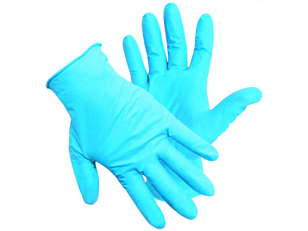 GUANTI MONOUSO IN NITRILE NITROFLEX CF.100 PZ. Col. Blu tg. 8,5 (L)