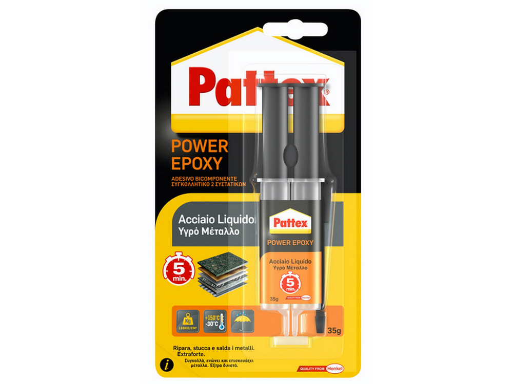Henkel COLLA PATTEX POWER EPOXY ACCIAIO LIQUIDO MIX  gr. 35 (siringa)