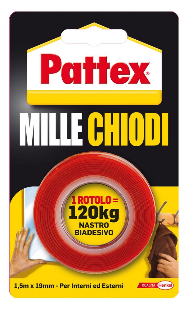 Henkel NASTRO BIADESIVO PATTEX MILLE CHIODI  mm. 19x1,5 mt.