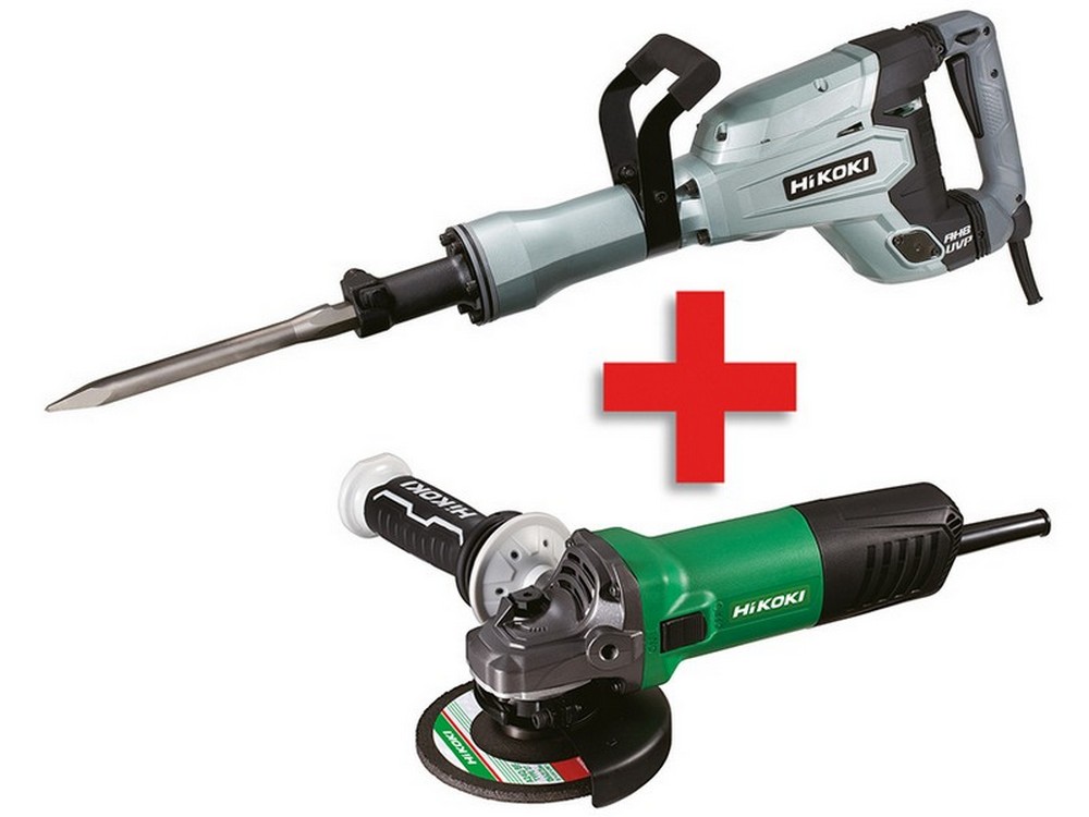 HIKOKI  MARTELLO DEMOLITORE H65SB3 1.340W + SMERIGLIATRICE G13SWA 1.100W 