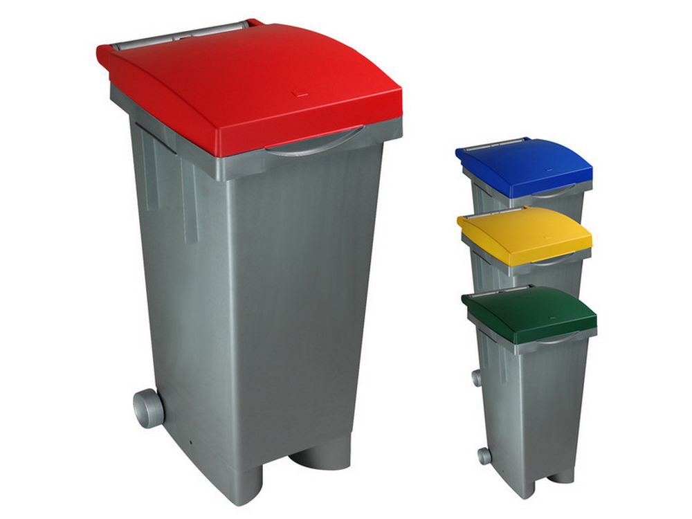 ICS BIDONE TATA COLOR PER DIFFERENZIATA Lt. 80 - cm. 38x50x80 h col. Blu/Grigio